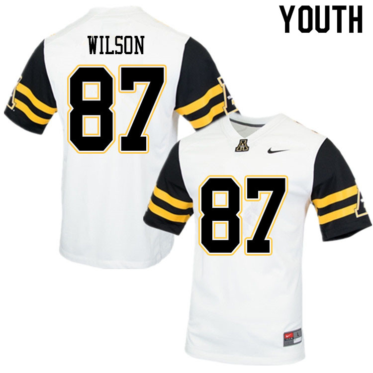 Youth #87 Eli Wilson Appalachian State Mountaineers College Football Jerseys Sale-White